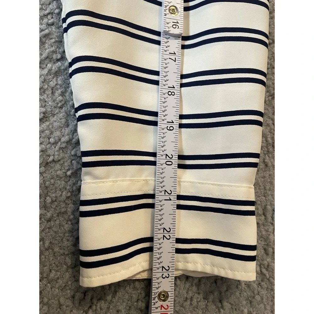 90s Talbots Striped Tunic Button Blouse XL White Black Long Sleeve Career Party - Picture 9 of 12